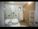Apartmány Palmina - comfort apartment: A1 veliki (6),  A2 žuti (4+1), A3 lila (2), SA4 bijeli (2) Makarska - Riviéra Makarska  - Apartmán - A1 veliki (6): kúpelňa s toaletou